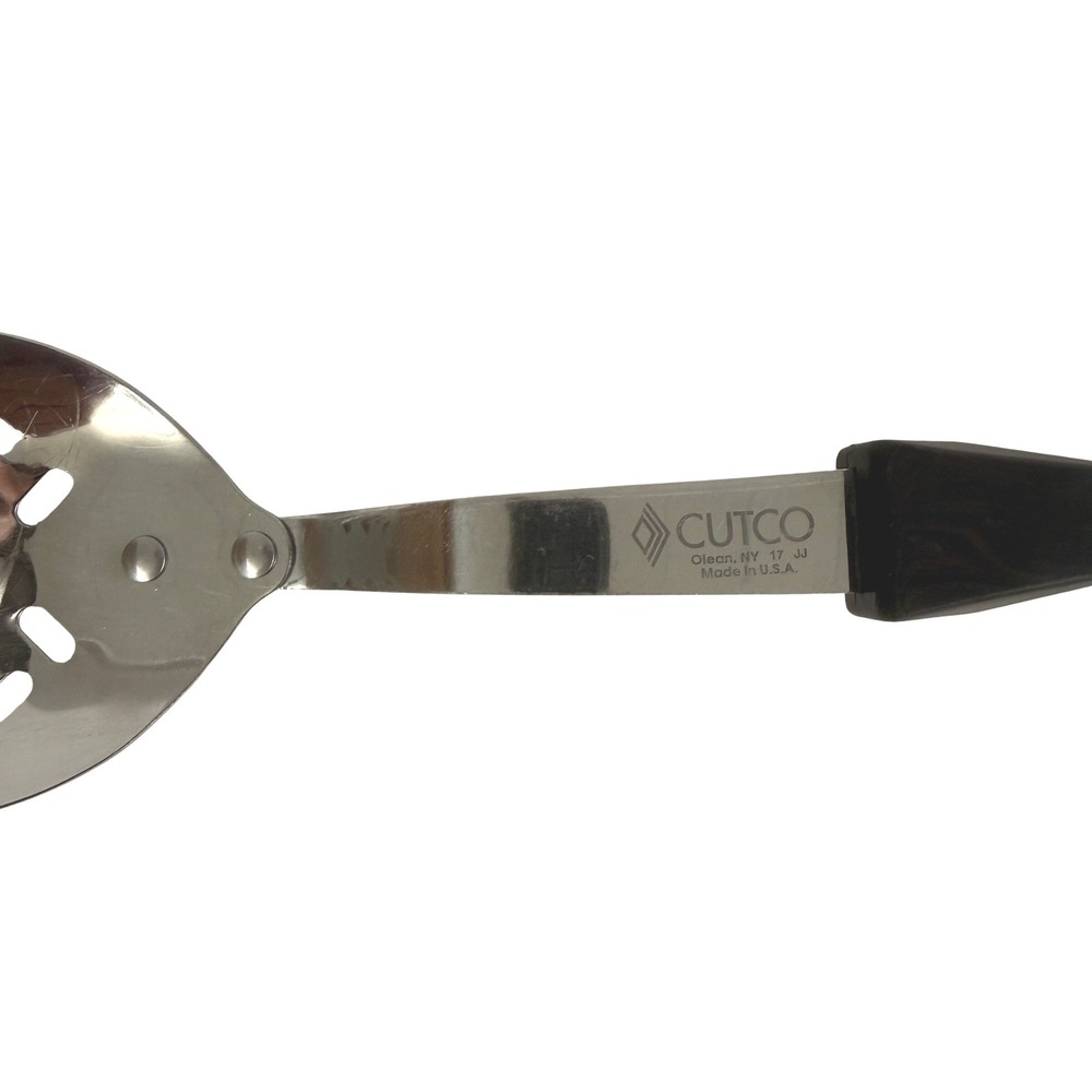 Vintage CUTCO Slotted Serving‎ Spoon Marbled Black Red Handle USA 12.5" - Picture 6 of 11